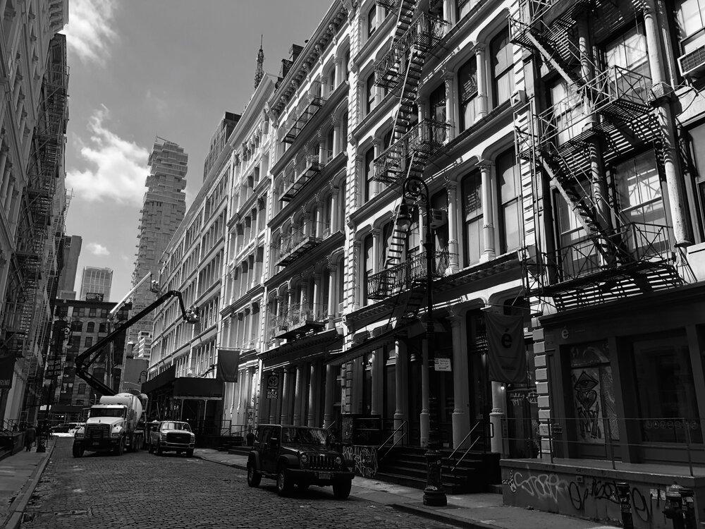 A photo of Greene Street, 9/4/2020 in black and white