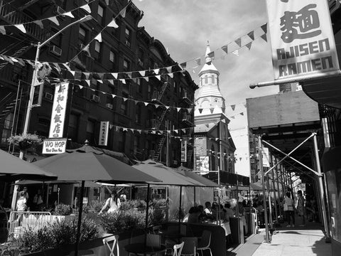 A photo of Chinatown, 9/7/2020 in black and white