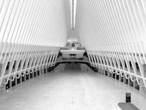 A photo of WTC Oculus, 6/20/2020 in black and white