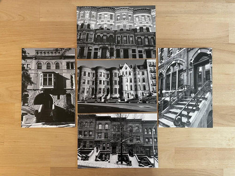 A photo of Postcards: Harlem Houses (5) in black and white