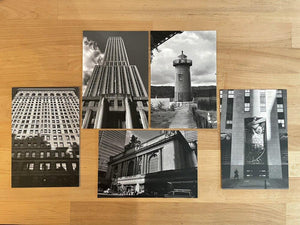 A photo of Postcards: NYC Landmarks (5) in black and white