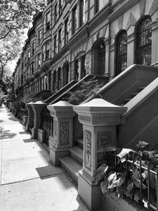 A photo of UWS Brownstones, 7/16/2020 in black and white