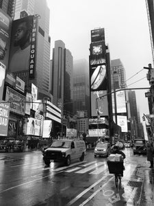 A photo of Times Square, 2/7/2020 in black and white