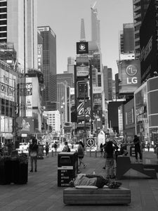 A photo of Times Square, 7/19/2020 in black and white