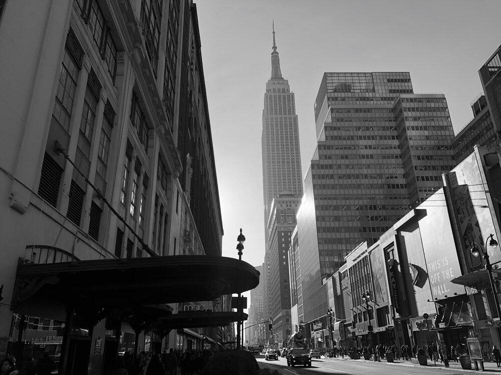 A photo of 34th Street, 3/9/2020 in black and white