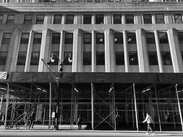 A photo of Empire State Building, 3/9/2020 in black and white